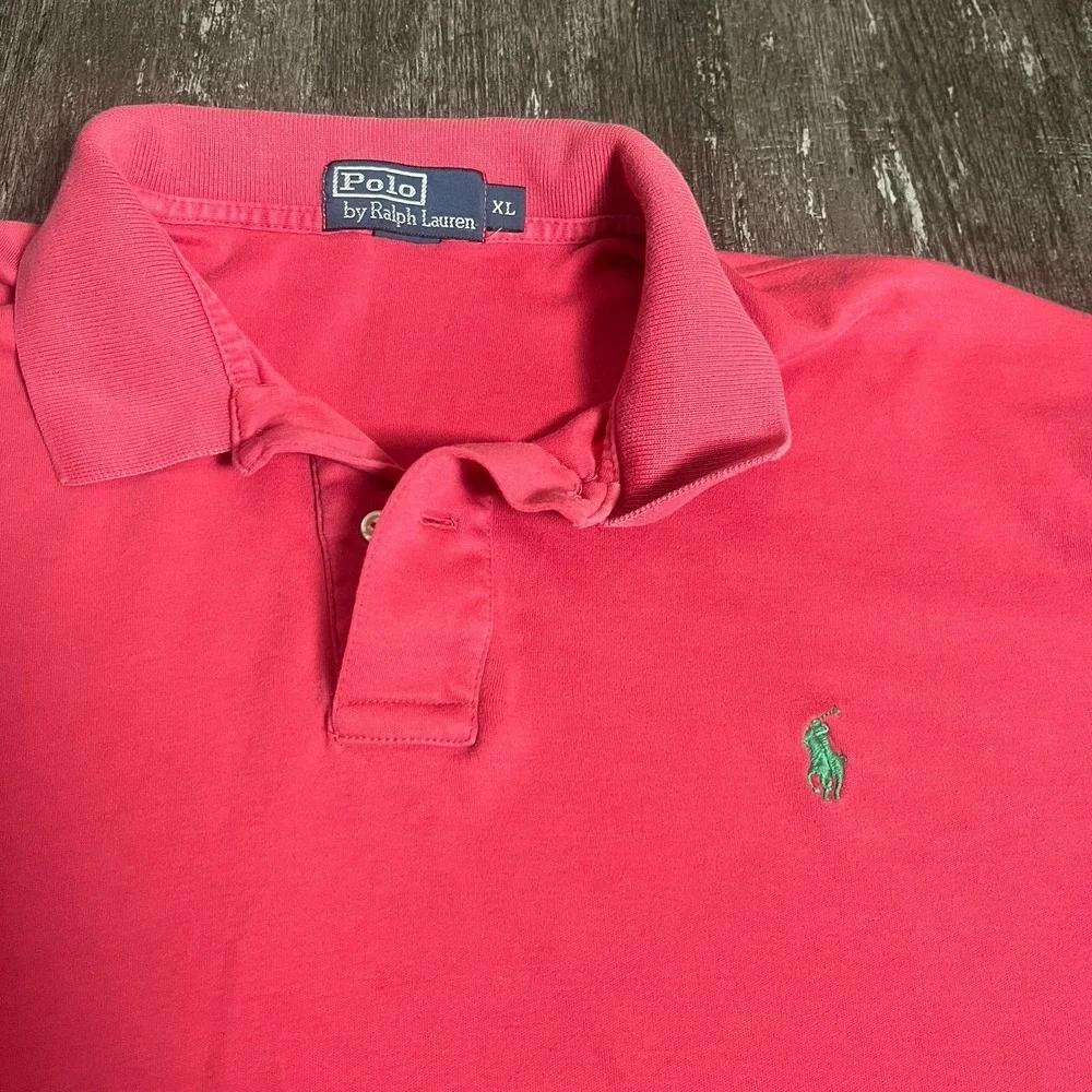 Polo‎ Ralph Lauren Polo Shirt Mens XL Pink Short Sleeve Green Pony Soft Cotton